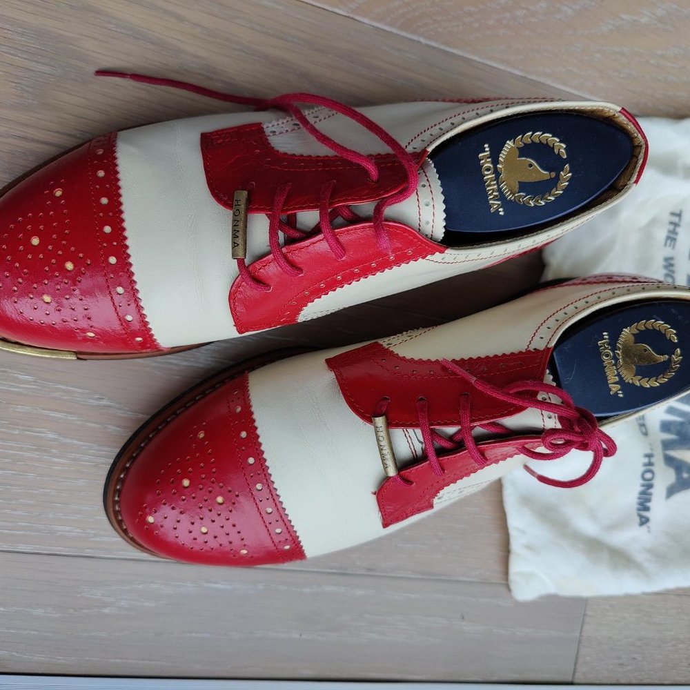 HONMA Womens Red and White golf shoes Size 8 (Japan 24)